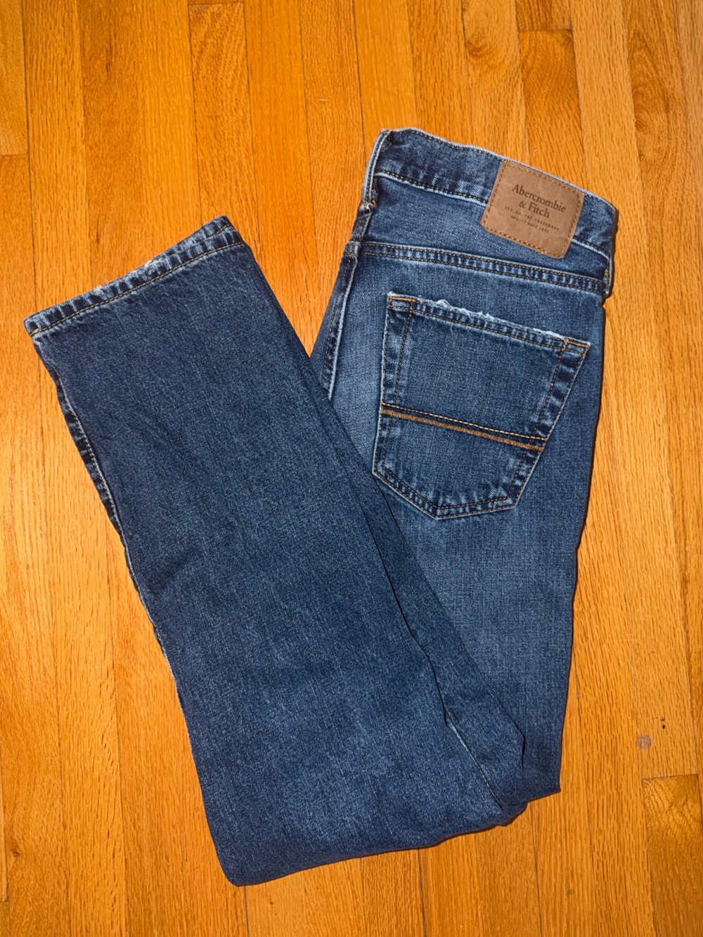 Abercrombie & Fitch Men's Deep Blue Slim Straight Jeans